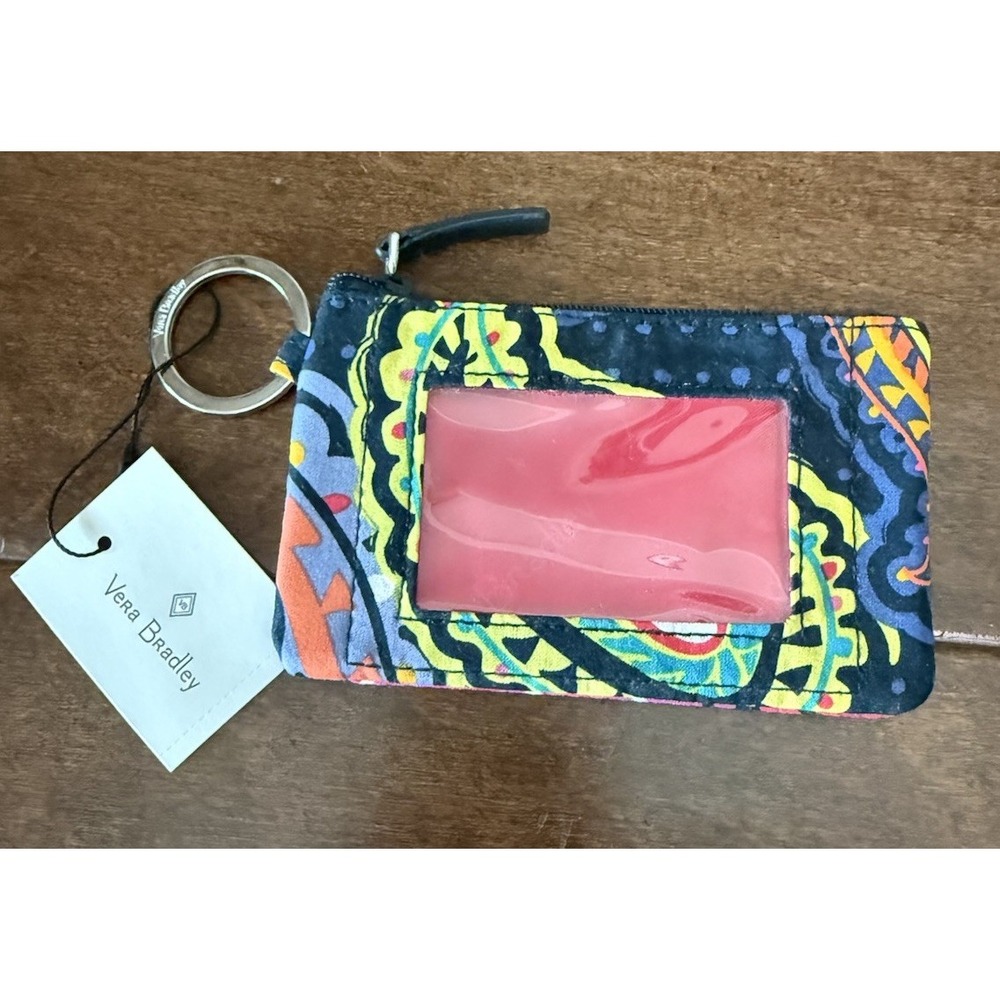 Vera Bradley Twilight Paisley Zip ID Case Bright Colors NEW w/ Tags!